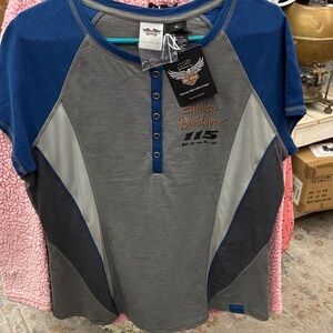 Harley-Davidson Woman’s Blue and Gray Short Sleeve Tee